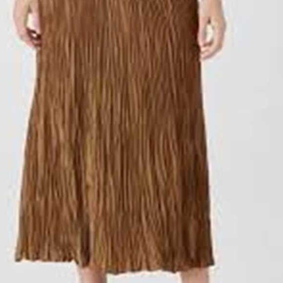 NWT Eileen Fisher BRONZE Crushed Silk Jewel Neck Tiered Dress - Picture 4 of 4